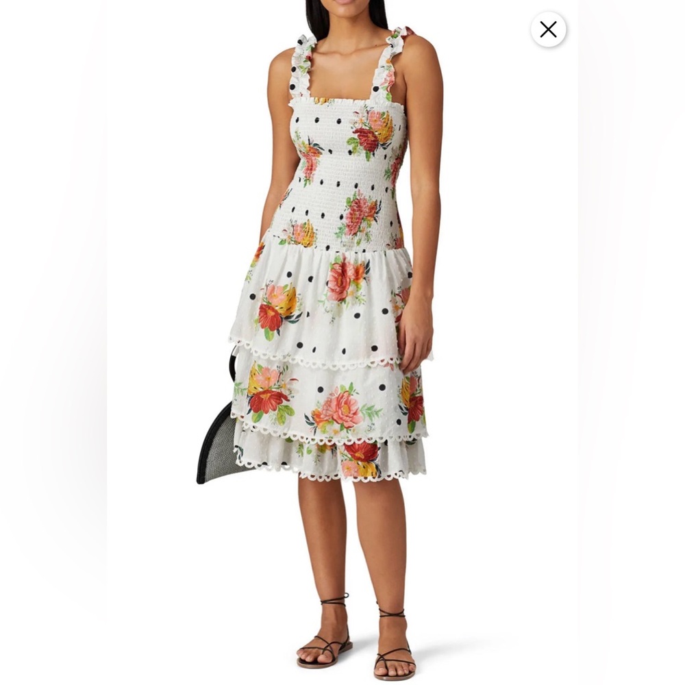 Farm Rio White Nanaju Midi Dress